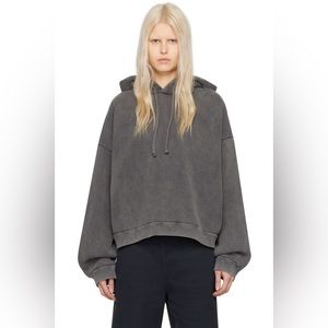 Acne Studios - gray drawstring hoodie cropped